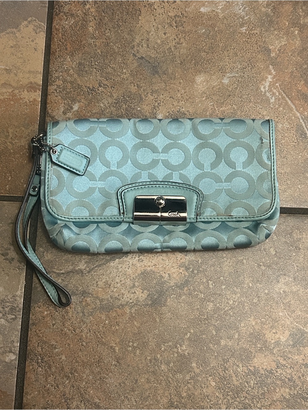 The Vintage Coach Kristin Tiffany Green/blue Convertible Clutch